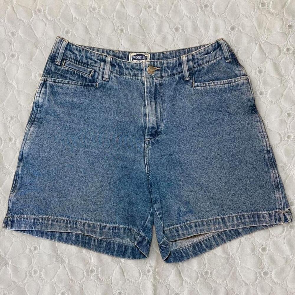 Vintage 90s Essentials Style High Waisted Denim Jorts / Mom Shorts